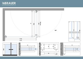 Brauer Void Carving profielloze douchecabine 100x120cm gunmetal geborsteld PVD