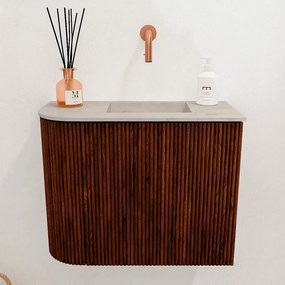 Mondiaz Joya DLux 50cm toiletmeubel ronding links ruby met wastafel faye rechts zonder kraangat opalo