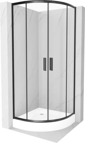Mexen Rio halfronde douchecabine 70 x 70 cm, transparant, zwart + douchebak, wit - 863-070-070-70-00-4710