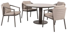 Taste by 4 Seasons Barolo tuinset terre met Sarah tafel 120 cm Tuinstoel   bruin weerbestendig