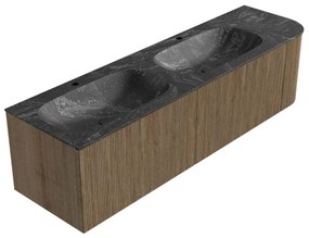 Mondiaz Kurve-dlux 165cm badmeubel ronding rechts dusk met 2 lades en 1 deur en wastafel stor small dubbel/links 2 kraangaten lava