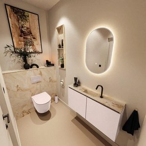 MONDIAZ TURE-DLUX 100cm toiletmeubel Rosee. EDEN wastafel Frappe positie midden. Met 1 kraangat. TUREDX100ROSM1FRA