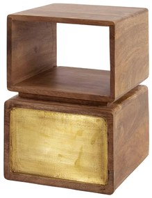 Houten Nachtkastje Vintage Goud - 30x30x42cm.