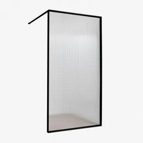 Vaste Douchewand Met 5 Mm Gehard Glas En Trafalgar Aluminium Matzwart & Transparant Gegolfd & 90 X 195 Cm - Sklum