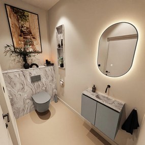 Mondiaz Ture DLux toiletmeubel 60cm smoke met wastafel glace rechts zonder kraangat