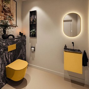 Mondiaz Ture DLux toiletmeubel 40cm ocher met wastafel lava rechts zonder kraangat