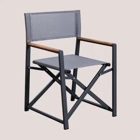 Pack Van 2 Opvouwbare Regisseursstoelen Voor De Tuin Van Aluminium En Teakhout Jordana Grijs – Antraciet - Sklum