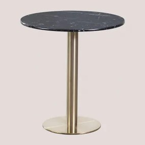 Cosmopolitan Ronde Marmeren Bartafel Zwart Marmer & Ø70 Cm & Champagne Goud - Sklum