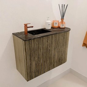 Mondiaz Joya DLux 60cm toiletmeubel ronding rechts dusk met wastafel faye links 1 kraangat lava