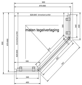 van Rijn ST05 vijfhoekige douchecabine mat zwart 90x90cm