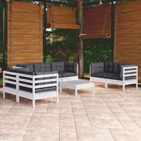 vidaXL 8-delige Loungeset met kussens massief grenenhout