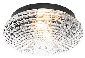 Buitenlamp Klassieke plafondlamp zwart met smoke glas 30 cm IP44 - Nohmi Klassiek / Antiek E27 IP44 Buitenverlichting rond Lamp