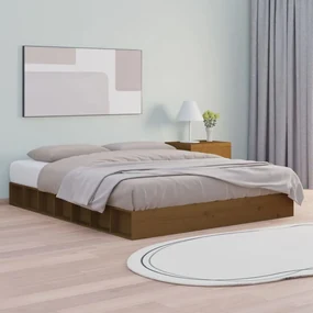 vidaXL Bedframe massief hout honingbruin 150x200 cm 5FT King Size