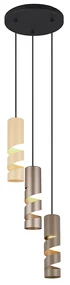 Moderne hanglamp zwart met taupe en beige 3-lichts - Stream Modern GU10 rond Binnenverlichting Lamp