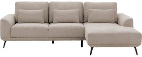 Goossens Excellent Bank Princess Met Elektrisch Uitschuifbaar Zitvlak beige, stof, 3-zits, elegant chic met chaise longue rechts