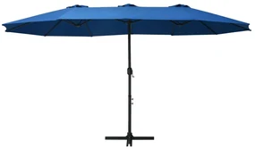 vidaXL Parasol met aluminium paal 460x270 cm blauw