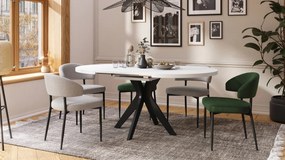 RENZO Wit/zwarte poot - RONDE TAFEL Ø110 UITKLAPBAAR TOT 180 cm | VOOR DE KEUKEN EETKAMER WOONKAMER RETRO