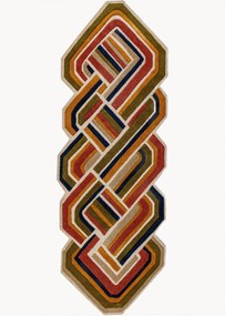 Handgetufte hoog-laag wollen loper Lattice Shaped