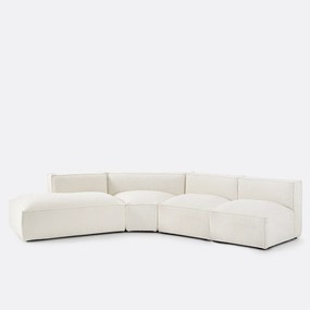 Hoekbank links van bouclettestof Seven