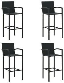 vidaXL Barkrukken 4 st poly rattan zwart