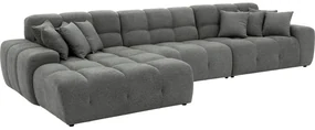 Goossens Excellent Bank Kubus - 30 X 30 Cm Stiksel grijs, stof, 1,5-zits, modern design met chaise longue links