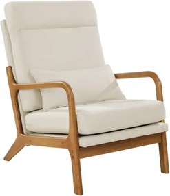 VEVOR Accent Chair Modern met hoge rugleuning, massief houten frame en antislippoten, gestoffeerde vrijetijdsstoel met linnen stof en 135 mm dik kussen, voor de slaapkamer