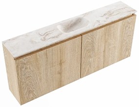 Mondiaz Ture DLux toiletmeubel 120cm washed oak met wastafel frappe midden met kraangat