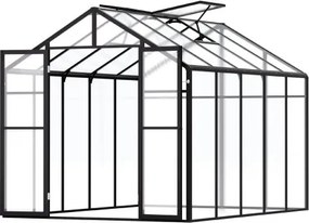 VEVOR Polycarbonaat kas, 236x289x206cm, plantenkas met 2 ventilatieramen, paviljoenkas met openslaande deuren, inloopkas van aluminium voor buitentuin
