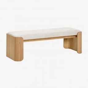 Rubberwood En Fineer Bank Lofren Natuurlijk Hout & ↔︎ 160 Cm & Bouclé Crèmebeige - Sklum