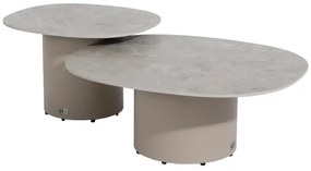 4 Seasons Outdoor Sofie loungetafel latte met zandkleurig keramisch blad 50 x 60 cm Bijzettafel   beige weerbestendig