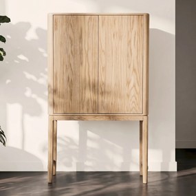 Licht Eiken Kast Op Hoge Poten - 90x40x150cm.