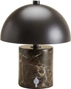 Draadloze Led-tafellamp Van Ijzer En Natuursteen Nicolas ↑25 Cm & Bruin Marmer Emperador - Sklum