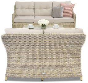 Toledo Coffee luxe technorattan meubel met kleine tafel voor 5 personen Garden Point beige