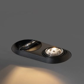 Set van 6 Afgeronde inbouwspot zwart GU10 70mm 2-lichts - Hubs