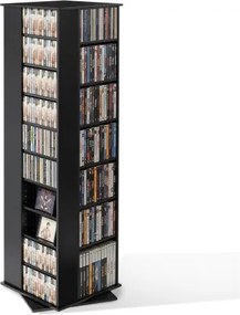 VEVOR draaibare dvd-plank met 34 vakken, verstelbare mediaplank, vrijstaande plank 475 x 475 x 1636 mm, ruimtebesparende opbergplank voor cd's, dvd's, boeken, game discs, woonkamer, thuiskantoor, zwart