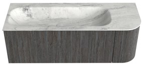 Mondiaz Kurve-dlux 125cm badmeubel ronding rechts shadow met 1 lade en deur en wastafel big medium links zonder kraangat opalo