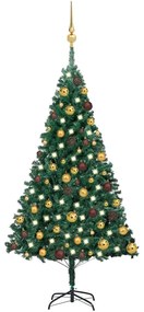 vidaXL Kunstkerstboom met LED's en kerstballen 120 cm PVC groen