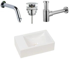 Plieger Houston fonteinset met witte fontein links en chromen inbouwkraan