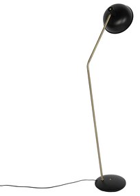 Retro vloerlamp zwart met brons - Milou