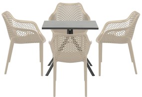 Garden Impressions Air XL tuinset 5-delig taupe - Rimini tuintafel 80x80 cm