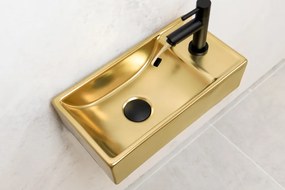 Saniclear Oro fonteinset mat goud met zwarte rechte kraan rechts