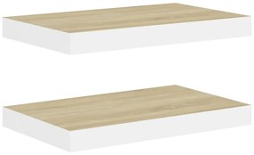 vidaXL Wandschappen zwevend 2 st 50x23x3,8 cm MDF eikenkleurig en wit