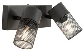 Industriële Spot / Opbouwspot / Plafondspot zwart 2-lichts verstelbaar - Jim Industriele / Industrie / Industrial E14 Binnenverlichting Lamp