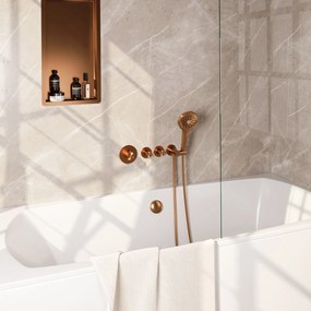 Brauer Stripe inbouw badkraan met badvulcombinatie en 3 standen handdouche koper geborsteld PVD