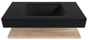 Zaro Alan badmeubel 90cm met planchet washed oak en vrijhangende wastafel cloud midden 1 kraangat urban