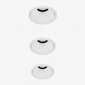 Pack Van 3 Inbouw Led-downlights Met Ronde Frames Ø8 Cm In Aluminium Luisiana Wit & Wit Koud 4000k & 10 W & 38º - Sklum