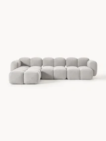 Modulaire bank Tayla (4-zits) van bouclé met poef (links/rechts)