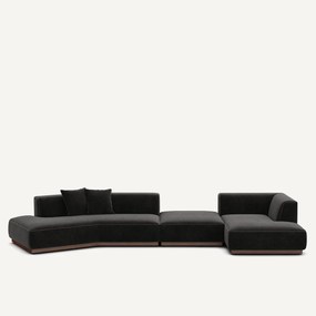 Open hoekbank rechts XL chenille fluweel, Jacopo