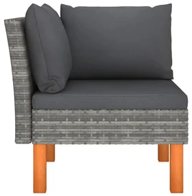 vidaXL Hoekbank poly rattan en massief eucalyptushout