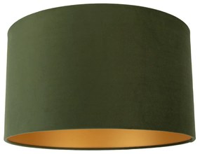Stoffen Velours lampenkap groen 35/35/20 met gouden binnenkant cilinder / rond